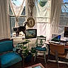 Cowboybabygreenbeans is registered to the contest to win money with this photo: book, cat, chair, cozy, curious_cat, desk, disco_ball, home_decor, interior, lace_curtains, laptop, mirror, painting, plant, room, skull, sunlight, vintage_furniture, window, wooden_floor