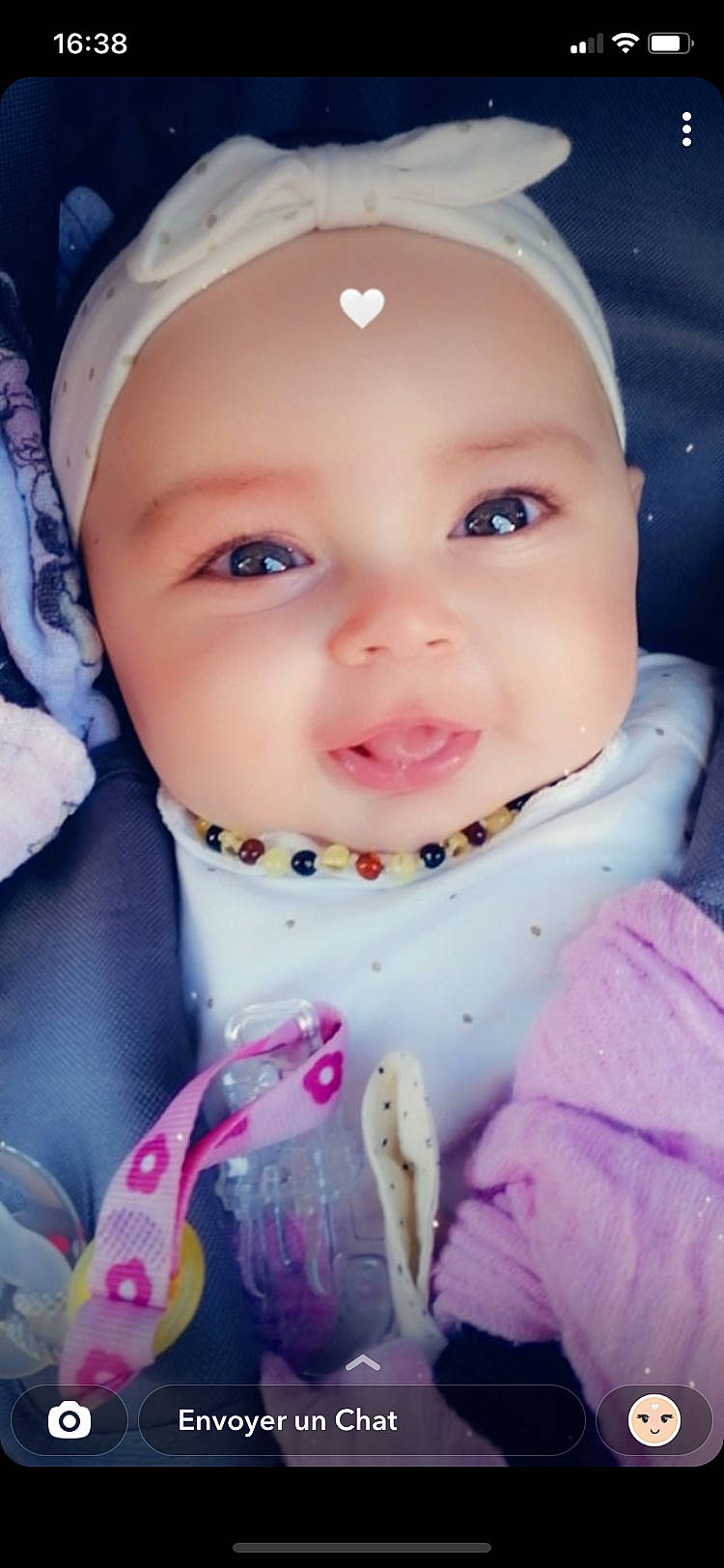 Maylia a rejoint le concours — aidez-le/la à gagner de superbes lots ! azure, baby, baby_toddler_clothing, cheek, chin, dress, eye, eyebrow, eyelash, happy, headwear, iris, lip, mouth, nose, outerwear, person, pink, skin, sleeve