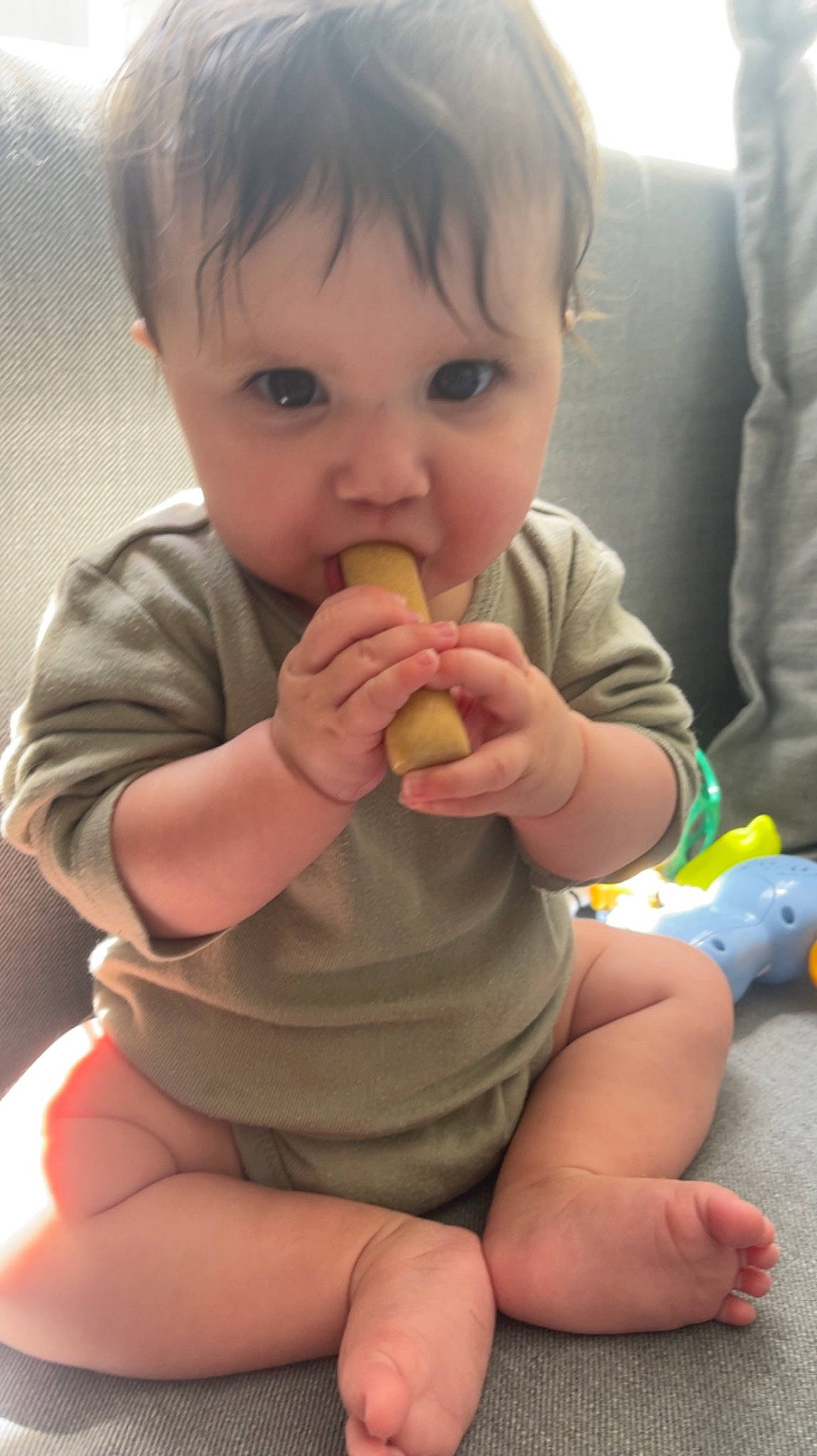 Tessa joined the competition — help win amazing prizes! arm, baby, baby_grabbing_for_something, baby_toddler_clothing, biting, cheek, child, finger, food_craving, fun, gesture, head, joint, mouth, nail, nose, person, skin, sweetness, thumb