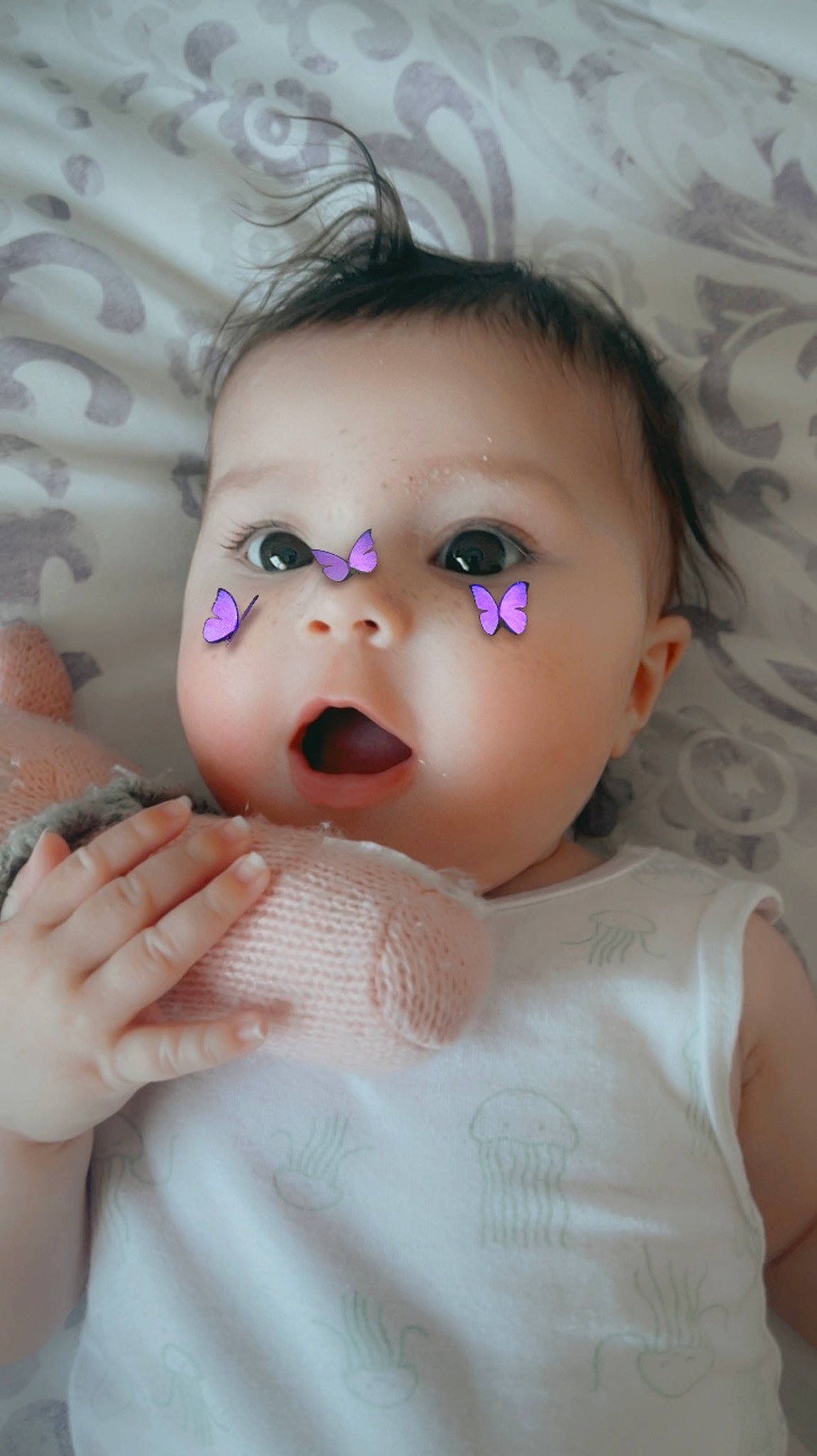 Tessa joined the competition — help win amazing prizes! baby, cheek, chin, close_up, ear, eye, eyebrow, eyelash, facial_expression, gesture, hairstyle, happy, head, iris, lip, mouth, nose, person, pink, skin