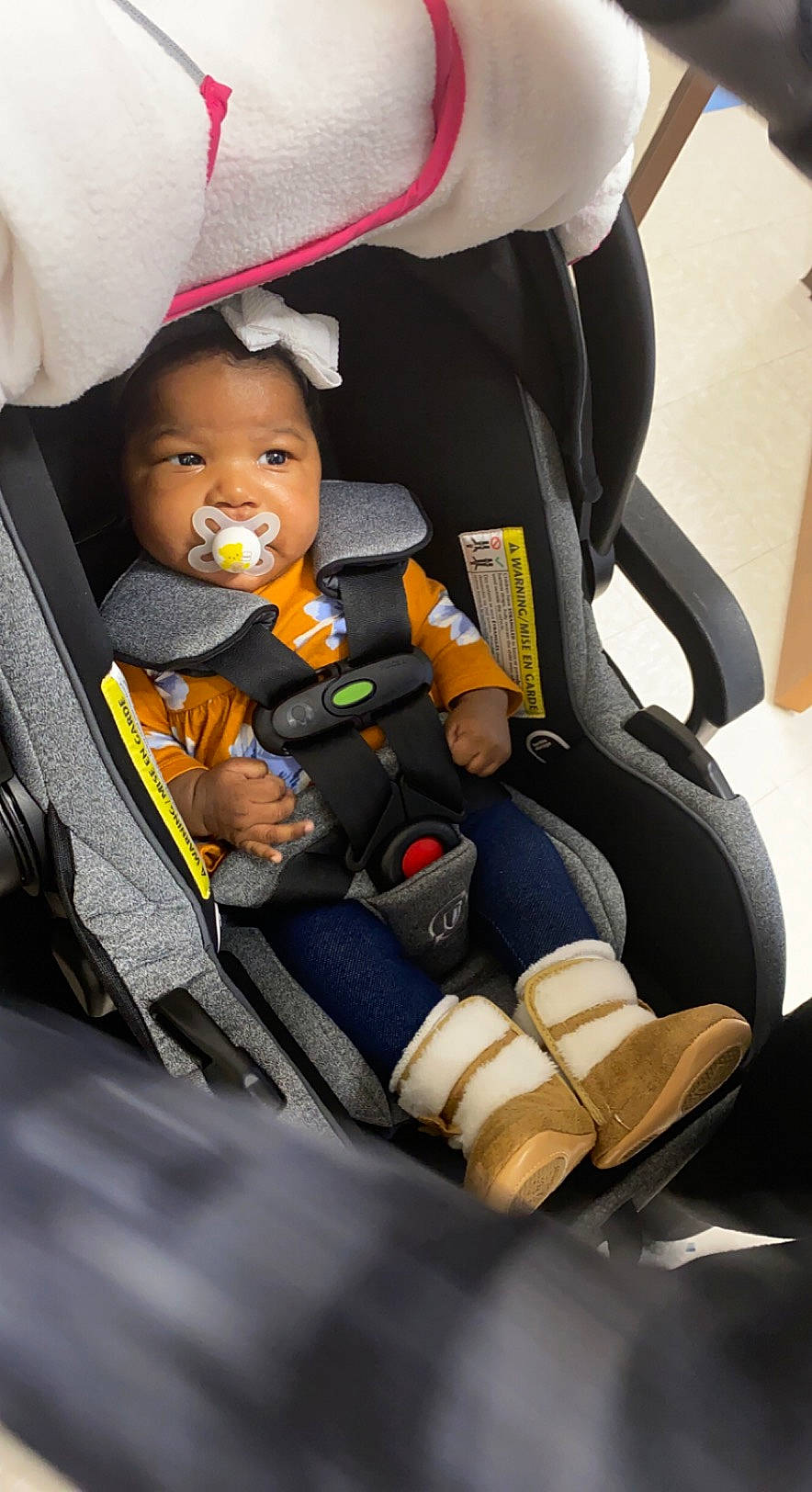 Gianna is registered to the contest to win money with this photo: auto_part, automotive_design, baby, baby_carriage, baby_products, baby_safety, baby_toddler_clothing, car_seat, child, comfort, eye, fun, head_restraint, motor_vehicle, person, product, seat_belt, service, sitting, toddler