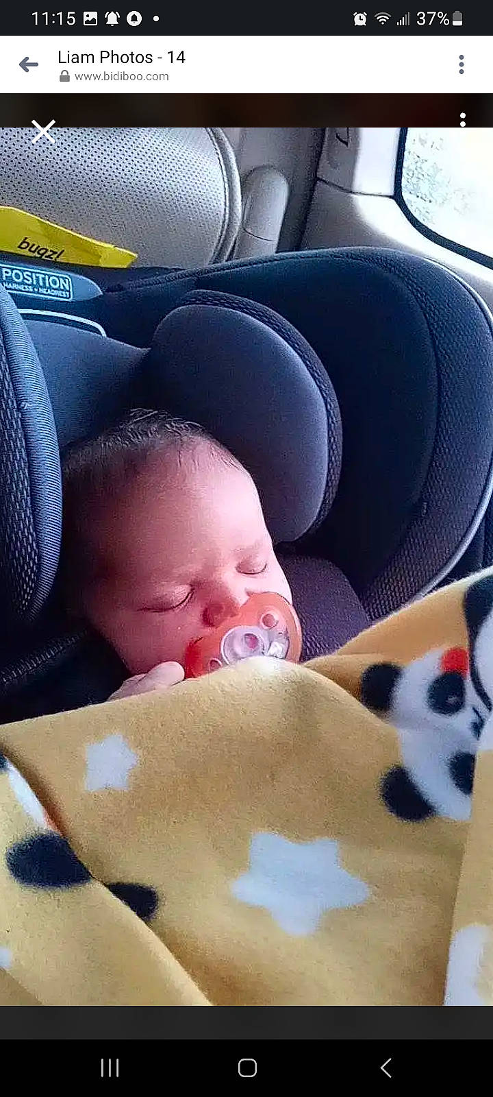 Liam is registered to the contest to win money with this photo: auto_part, automotive_design, baby, baby_in_car_seat, baby_products, baby_sleeping, bedtime, car_seat, car_seat_cover, cheek, child, comfort, face, head, head_restraint, linens, nail, person, sitting, thumb