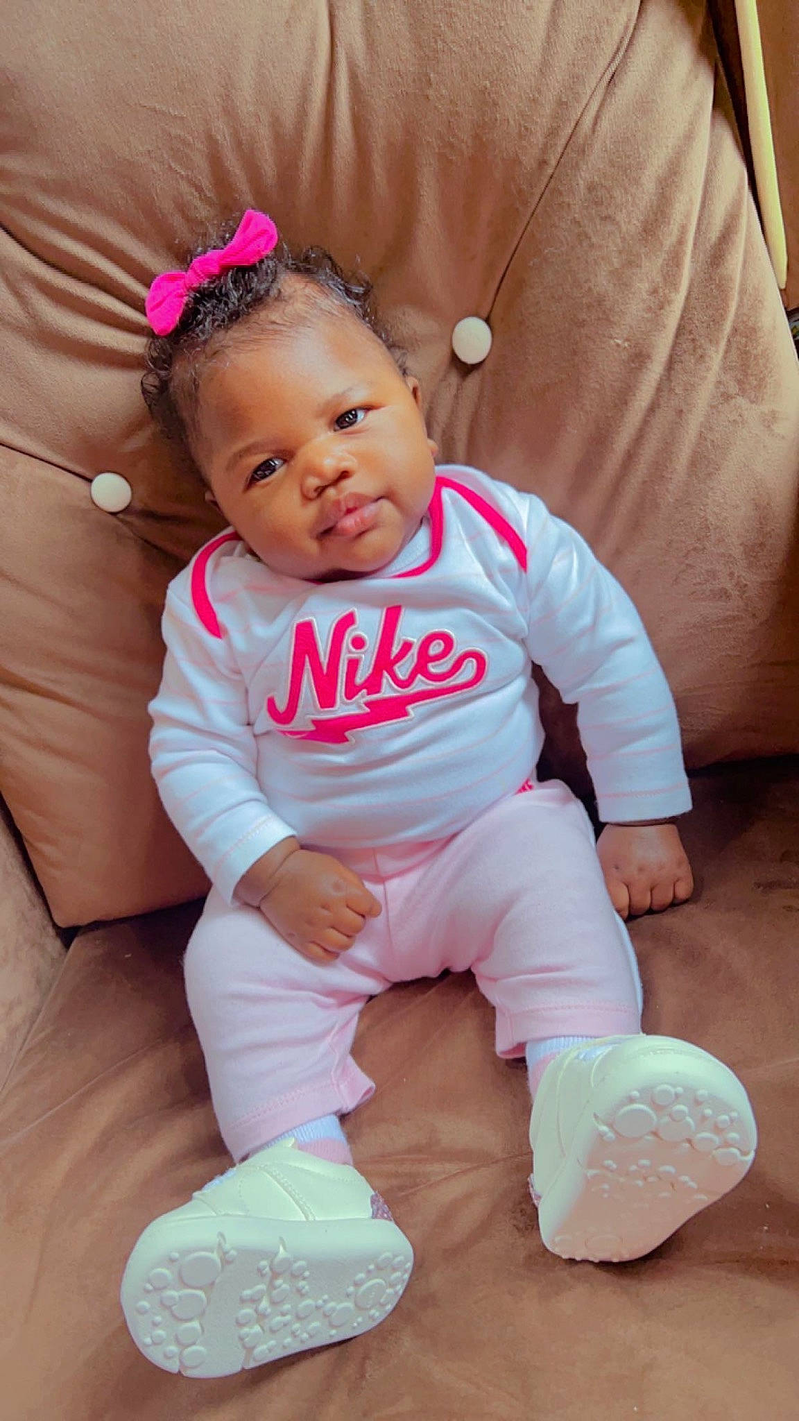 Majesty joined the competition — help win amazing prizes! arm, baby, baby_products, baby_toddler_clothing, cheek, child, comfort, eye, fun, happy, head, human_leg, person, pink, sitting, skin, sleeve, sock, thigh, toddler