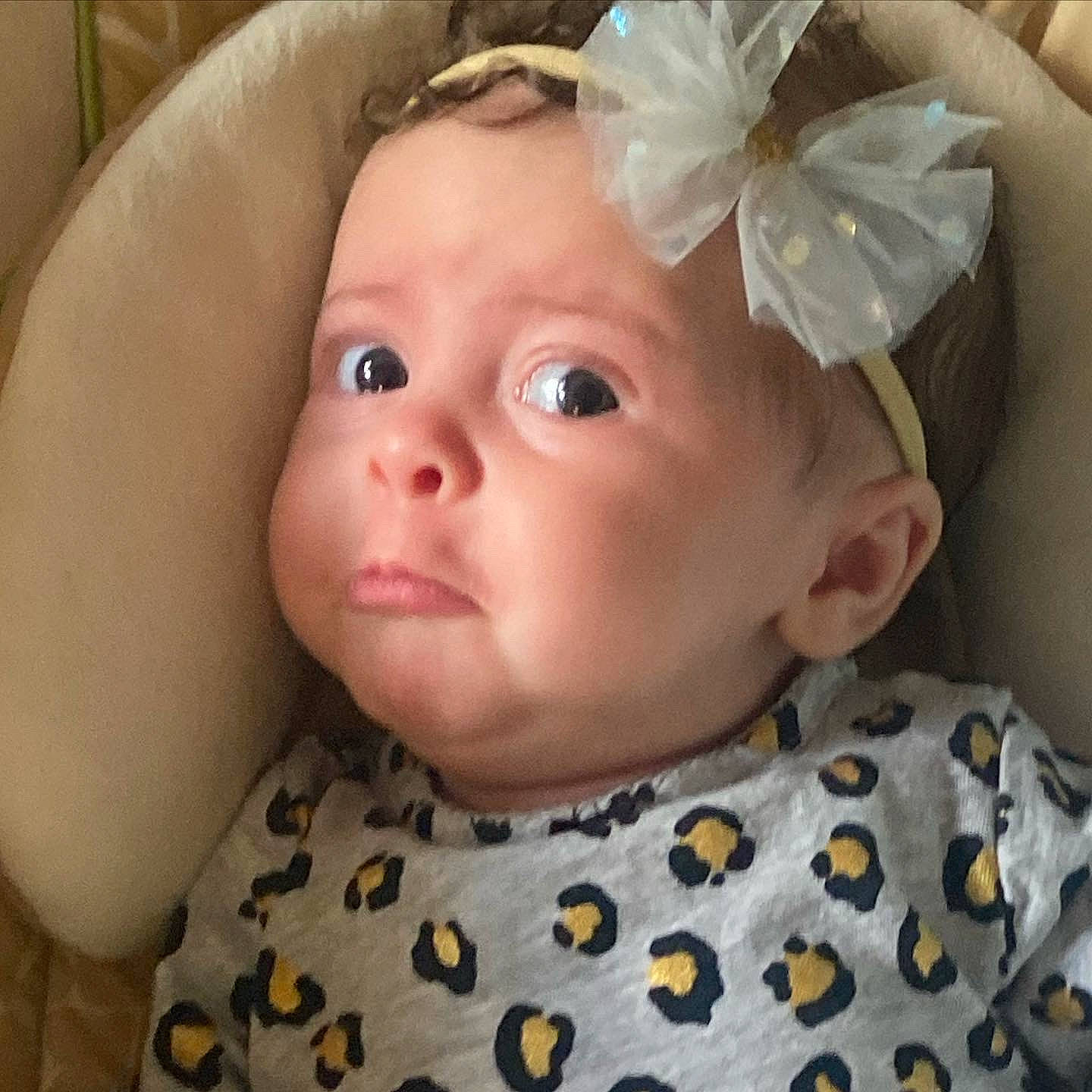 Amayah is registered to the contest to win money with this photo: baby, baby_toddler_clothing, cheek, child, collar, comfort, eyebrow, eyelash, hairstyle, head, headband, headpiece, iris, lip, nose, pattern, person, skin, sleeve, toddler