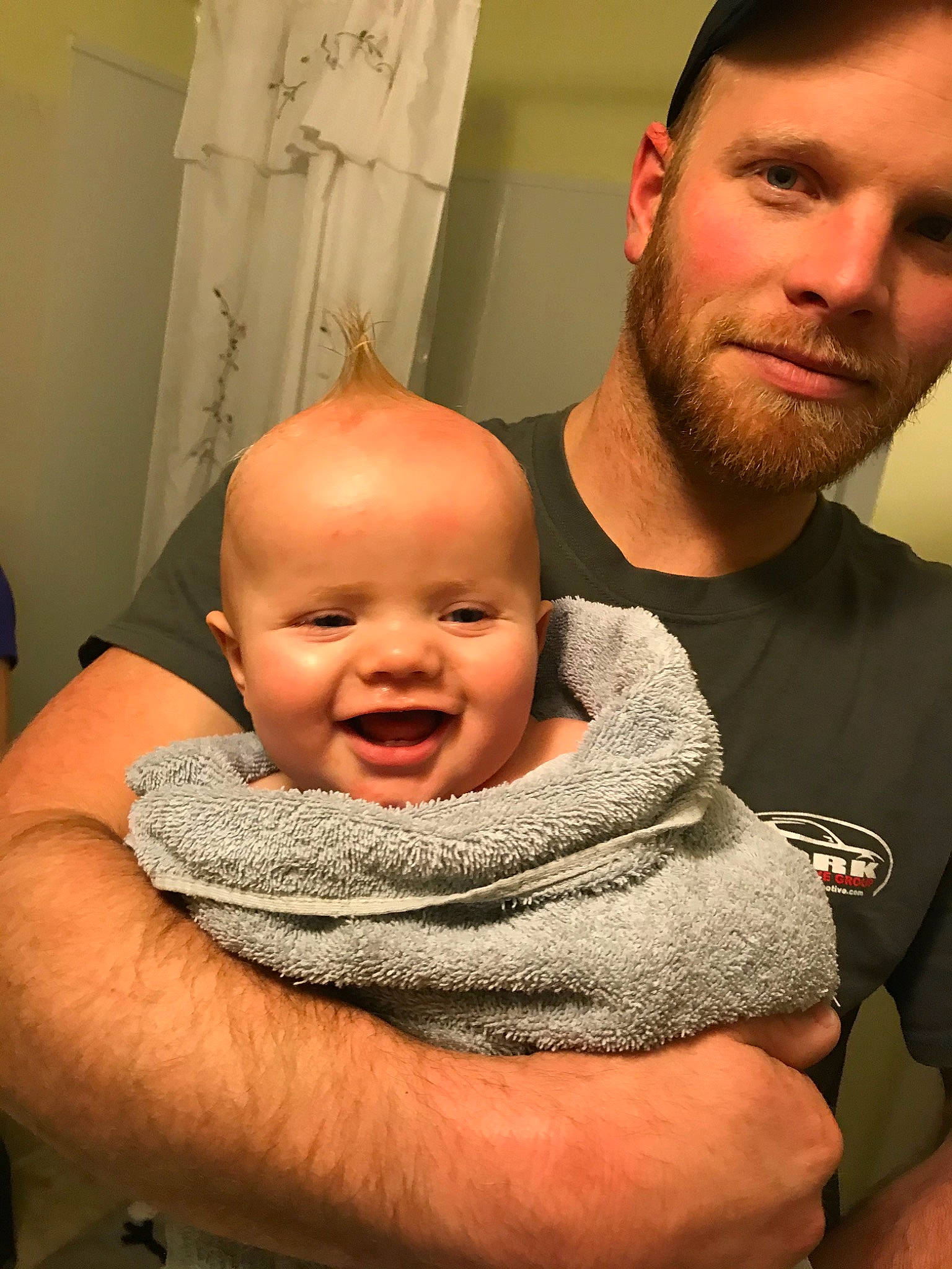 Landen joined the competition — help win amazing prizes! baby, beard, cheek, child, chin, face, facial_hair, father, head, mouth, muscle, neck, nose, person, smile, toddler