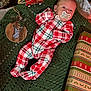 Stetson joined the competition — help win amazing prizes! baby, infant, plaid_pajamas, green_blanket, christmas_tree, ornament, reindeer, red_truck, holiday, wrapped_present, pacifier, cozy, festive, knit_blanket, wooden_decor, indoors, cute, sleepwear, holiday_decor, celebration