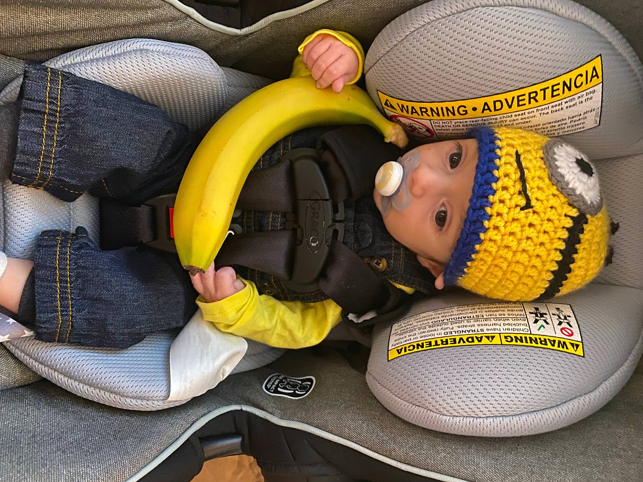 Lincoln joined the competition — help win amazing prizes! baby_products, baby_sleeping, ball, baseball_cap, cap, car_seat, child, comfort, gesture, glove, hat, headgear, headwear, person, personal_protective_equipment, sports_equipment, sports_gear, stuffed_toy, textile, toy
