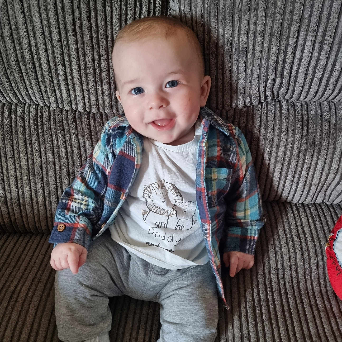 Danny joined the competition — help win amazing prizes! baby, bodypart, chair, clothing, couch, face, finger, furniture, hand, head, jeans, knitwear, longsleeve, pants, person, photography, portrait, sitting, sleeve, sweater