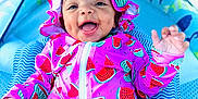 Isla joined the competition — help win amazing prizes! baby, child, smile, happy, swimsuit, bonnet, watermelon_pattern, tent, blue, fabric, infant, playtime, cute, summer, outdoor_gear, colorful, clothing, cheerful, portrait, person
