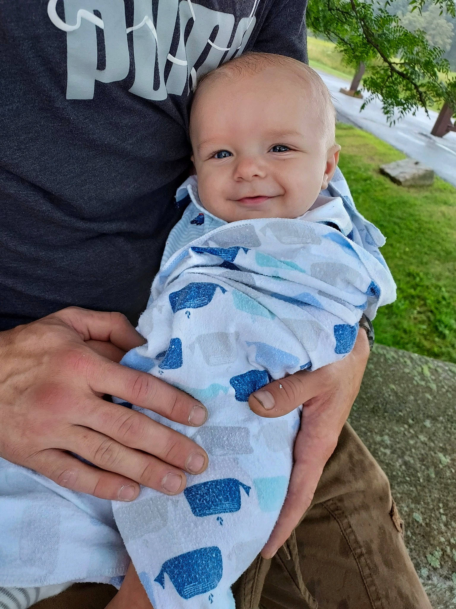 Daxtyn joined the competition — help win amazing prizes! baby, baby_products, baby_toddler_clothing, cheek, child, electric_blue, gesture, grass, hand, happy, joy, nail, pattern, person, plant, sitting, skin, sleeve, smile, thumb