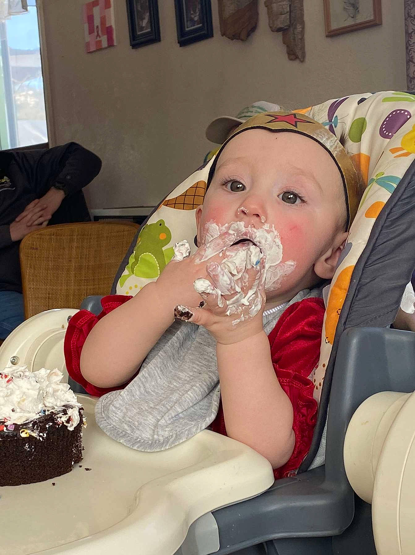 Blayke joined the competition — help win amazing prizes! baby, baby_products, baby_toddler_clothing, birthday_cake, cake, cake_decorating, cake_decorating_supply, car_seat, chair, child, comfort, event, food, headwear, person, picture_frame, plate, sitting, skin, sugar_cake