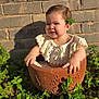 Zia joined the competition — help win amazing prizes! baby, child, pot, clay_pot, mint_plants, greenery, outdoor, brick_wall, sunlight, cute, frilly_clothing, plant, nature, portrait, garden, happy, sitting, flower, leaf, fresh
