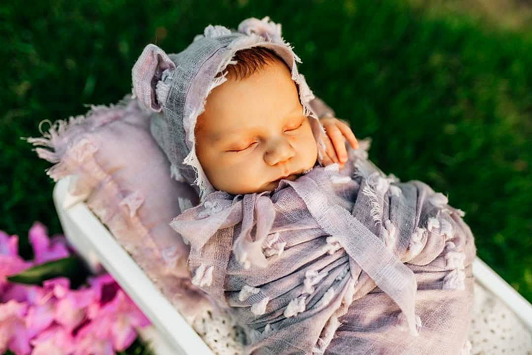 Everlee joined the competition — help win amazing prizes! baby, child, cut_flowers, doll, dress, fashion_accessory, fawn, flower, fur, grass, happy, headband, headpiece, jewellery, peach, person, petal, pink, plant, toy