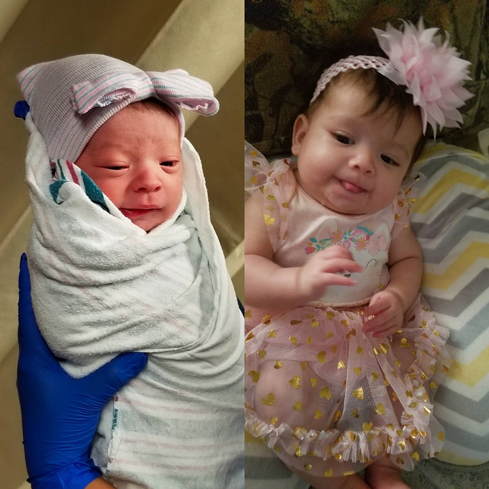 Rae is registered to the contest to win money with this photo: baby, baby_products, baby_toddler_clothing, child, dress, fashion_accessory, hair_accessory, head, headband, headgear, person, pink, product, sibling, skin, smile, toddler