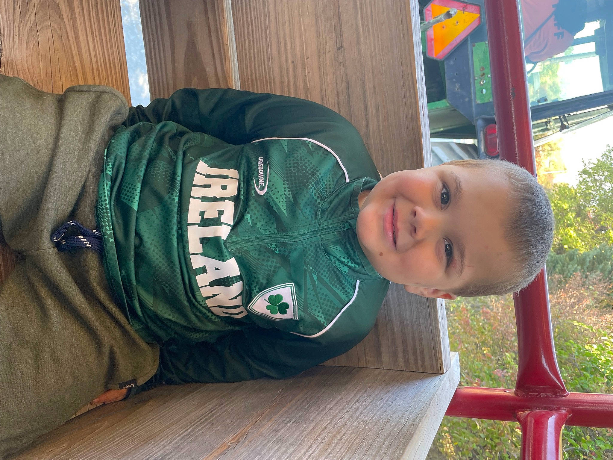 Andrew joined the competition — help win amazing prizes! baby, baby_toddler_clothing, child, comfort, grass, happy, hat, joy, leisure, person, plant, sitting, sleeve, smile, toddler, tree, window, wood