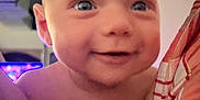 Oliver joined the competition — help win amazing prizes! baby, cheeks, child, closeup, cloth, cute, expression, eyes, face, happy, head, human, indoors, infant, person, portrait, skin, smile, striped, warm_lighting