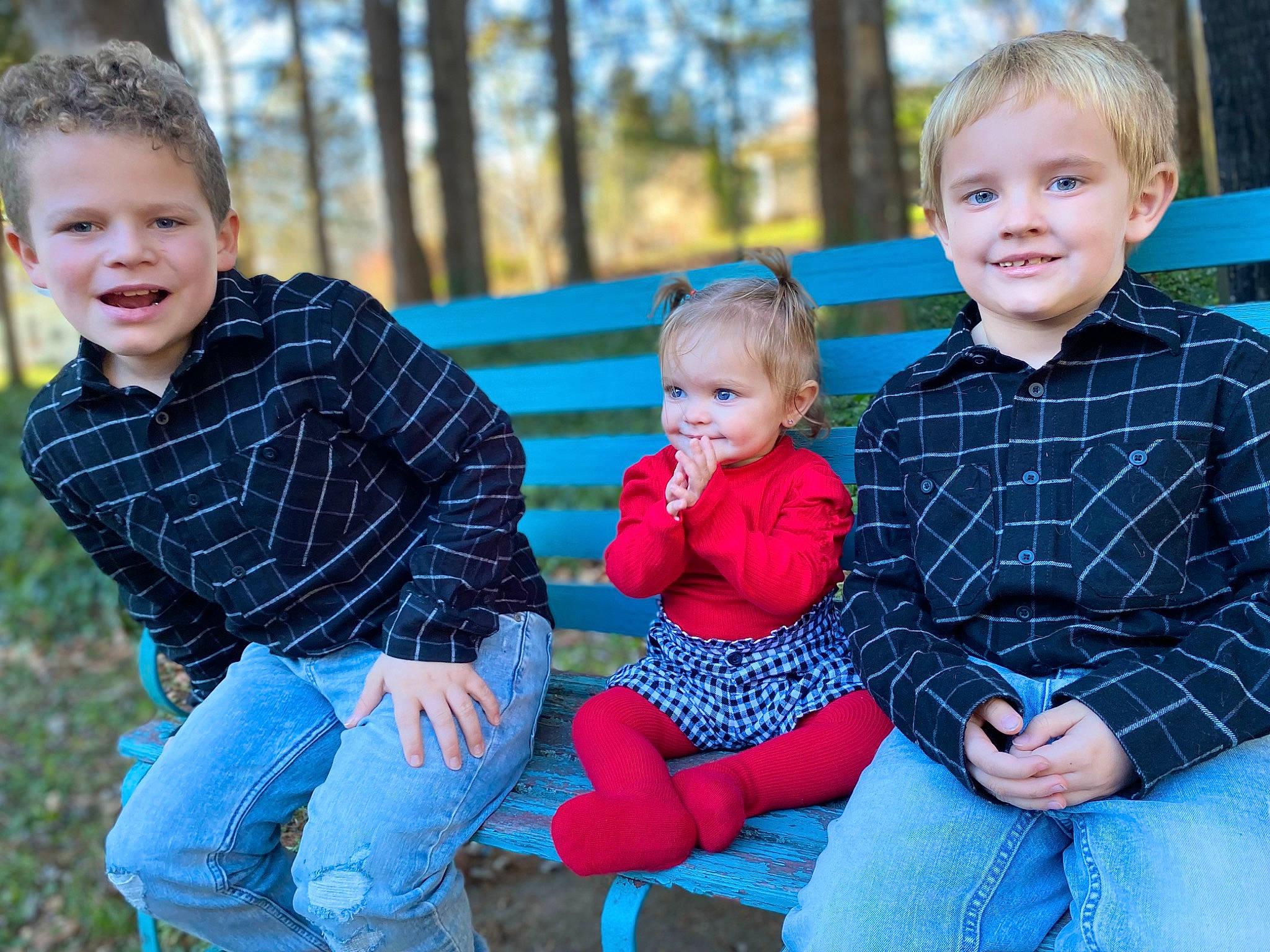 Payton joined the competition — help win amazing prizes! baby_toddler_clothing, blue, child, clothing, eye, face, fun, grass, happy, head, jeans, joy, leaf, leg, leisure, person, plant, recreation, red, smile