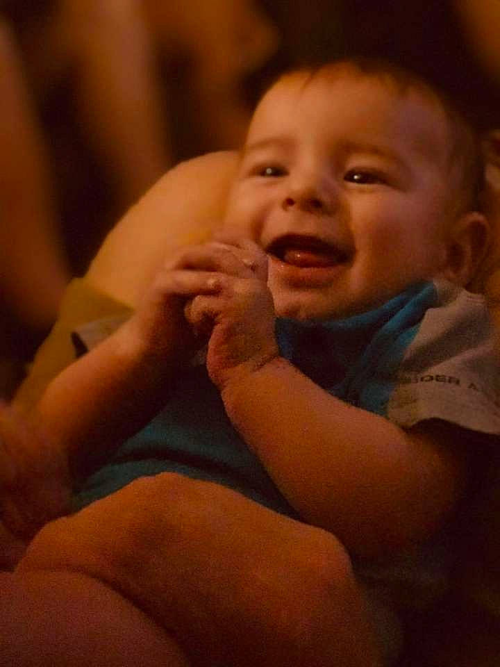 Langston is registered to the contest to win money with this photo: baby, cheek, child, face, facial_expression, finger, fun, gesture, hand, happy, laugh, mouth, nose, person, skin, smile, thumb, toddler