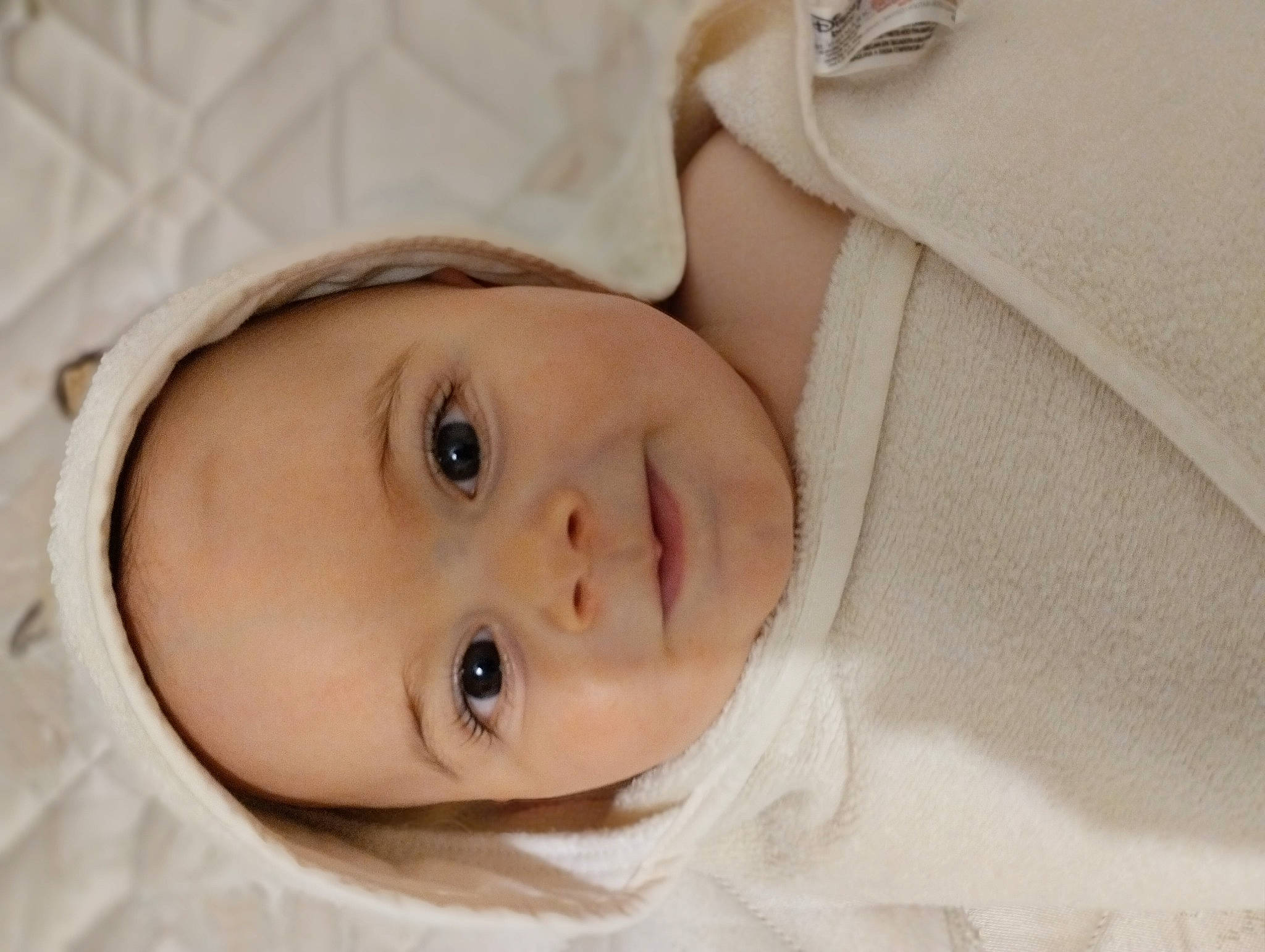 Gabin a rejoint le concours — aidez-le/la à gagner de superbes lots ! baby, cheek, collar, comfort, dress, eyebrow, eyelash, facial_expression, happy, iris, linens, lip, nose, outerwear, person, skin, sleeve, smile, textile, toddler