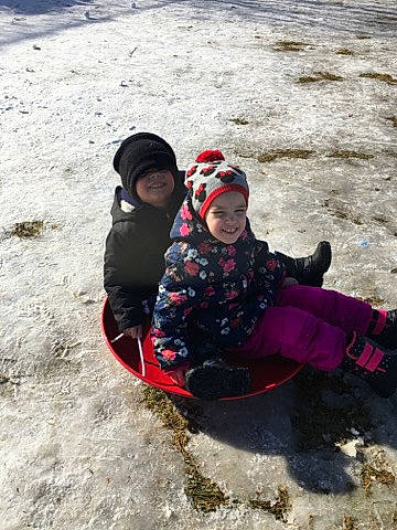 Kairi joined the competition — help win amazing prizes! child, fun, geological_phenomenon, headwear, joy, person, play, playing_in_the_snow, recreation, sled, sledding, snow, vehicle, winter
