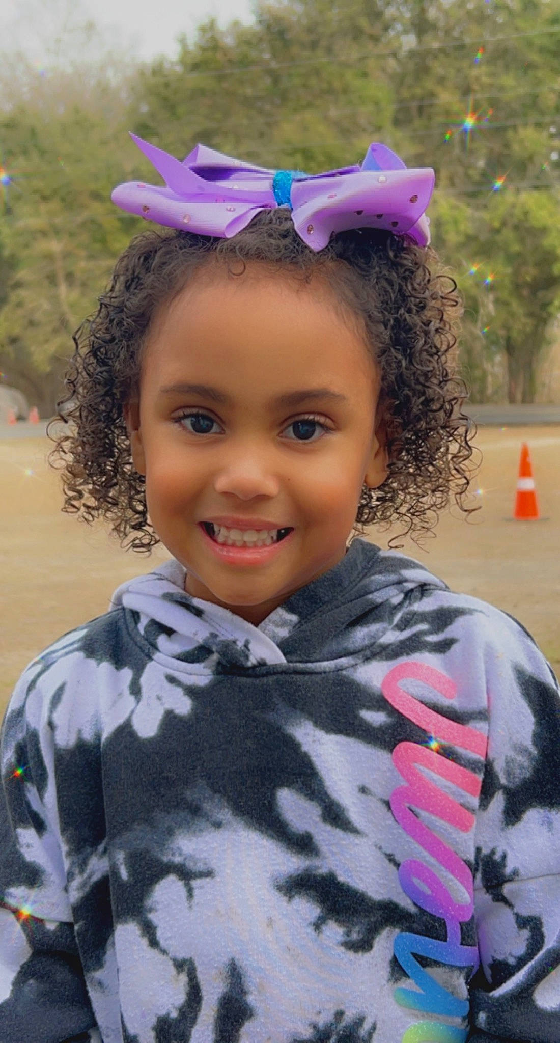 Olivia joined the competition — help win amazing prizes! black, black_hair, child, cool, electric_blue, fashion_accessory, fun, grass, hair, hairstyle, happy, head, headband, joy, magenta, person, pink, purple, skin, smile