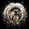 Guinness participe au concours pour gagner de l'argent avec cette photo : animal_face, artistic, black_background, closeup, creative, digital_art, dog, dripping_paint, expression, furry, headshot, long_hair, muzzle, paint_splatter, pet, portrait, shaggy_fur, stylized, texture, whiskers