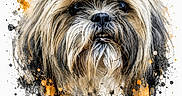 Guinness a rejoint le concours — aidez-le/la à gagner de superbes lots ! abstract, animal, artistic, beige, black, brown, closeup, colorful, creative, dog, dripping_paint, expression, face, fluffy, long_hair, paint_splatter, pet, portrait, texture, white
