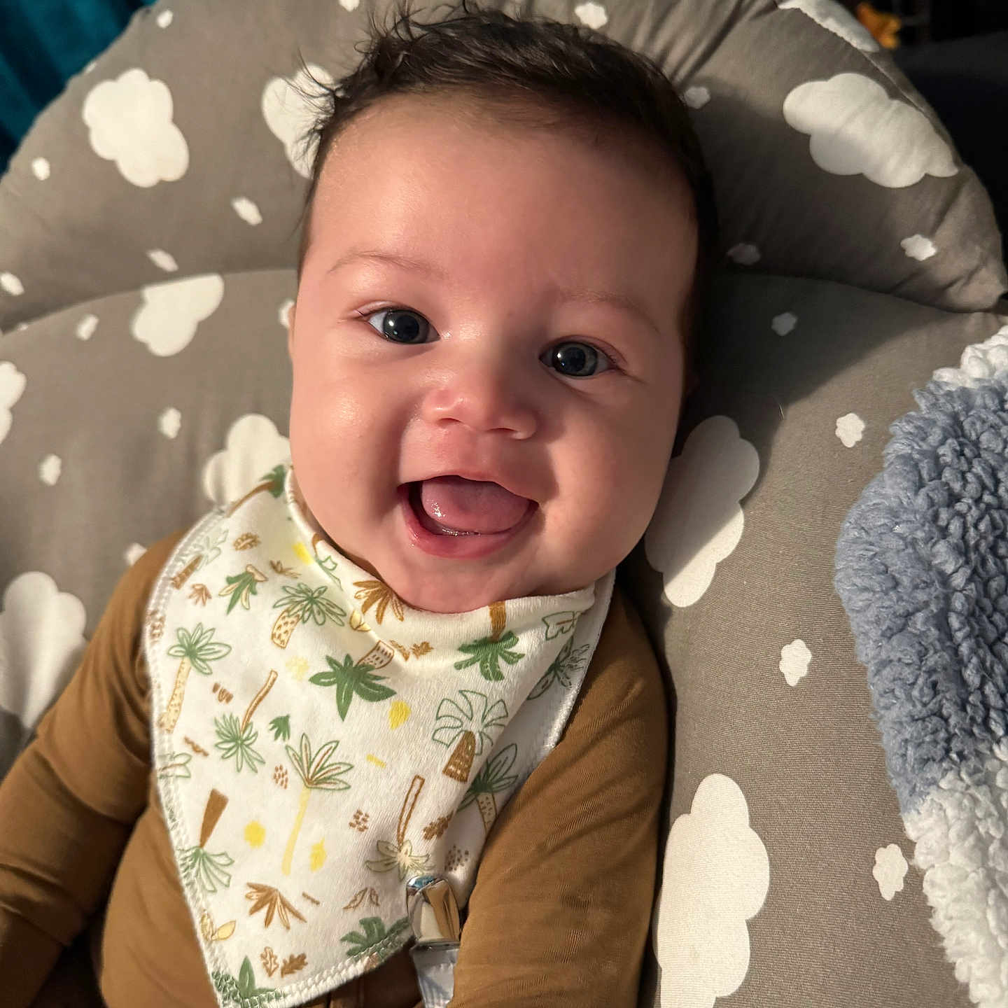 Shawn joined the competition — help win amazing prizes! baby, babylaughing, bib, clothing, couch, cushion, face, furniture, happy, head, homedecor, laughing, newborn, person, photography, portrait, scarf, smile