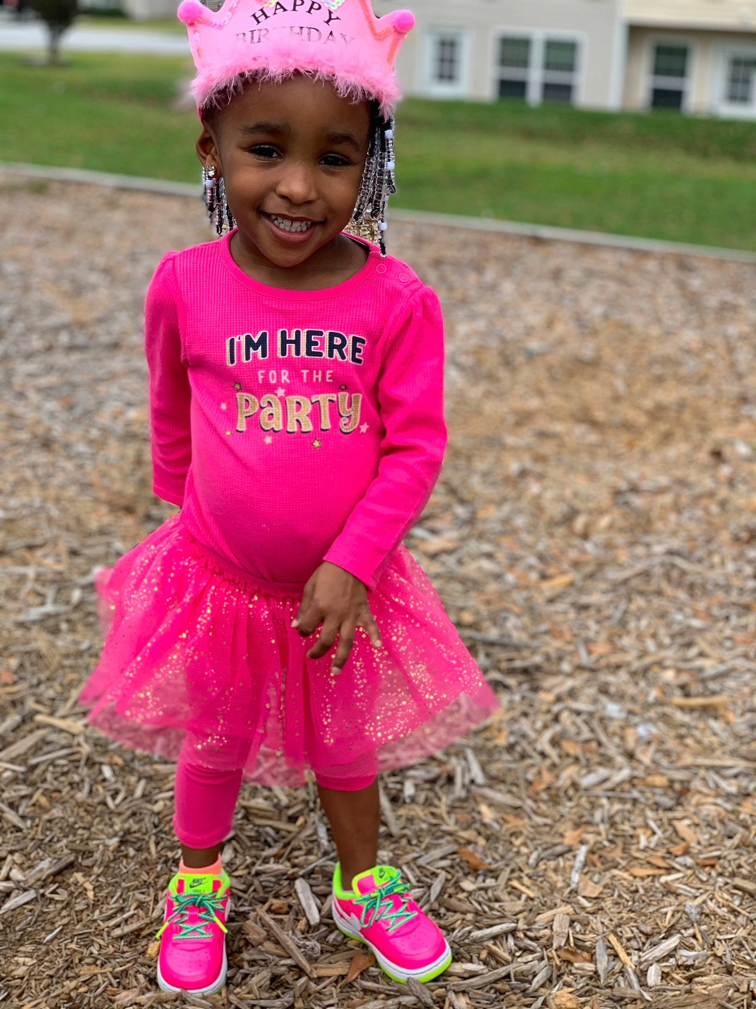 Autumn is registered to the contest to win money with this photo: baby_toddler_clothing, cap, eye, face, facial_expression, fun, grass, happy, hat, headwear, joy, leaf, magenta, people_in_nature, person, pink, plant, purple, red, sleeve