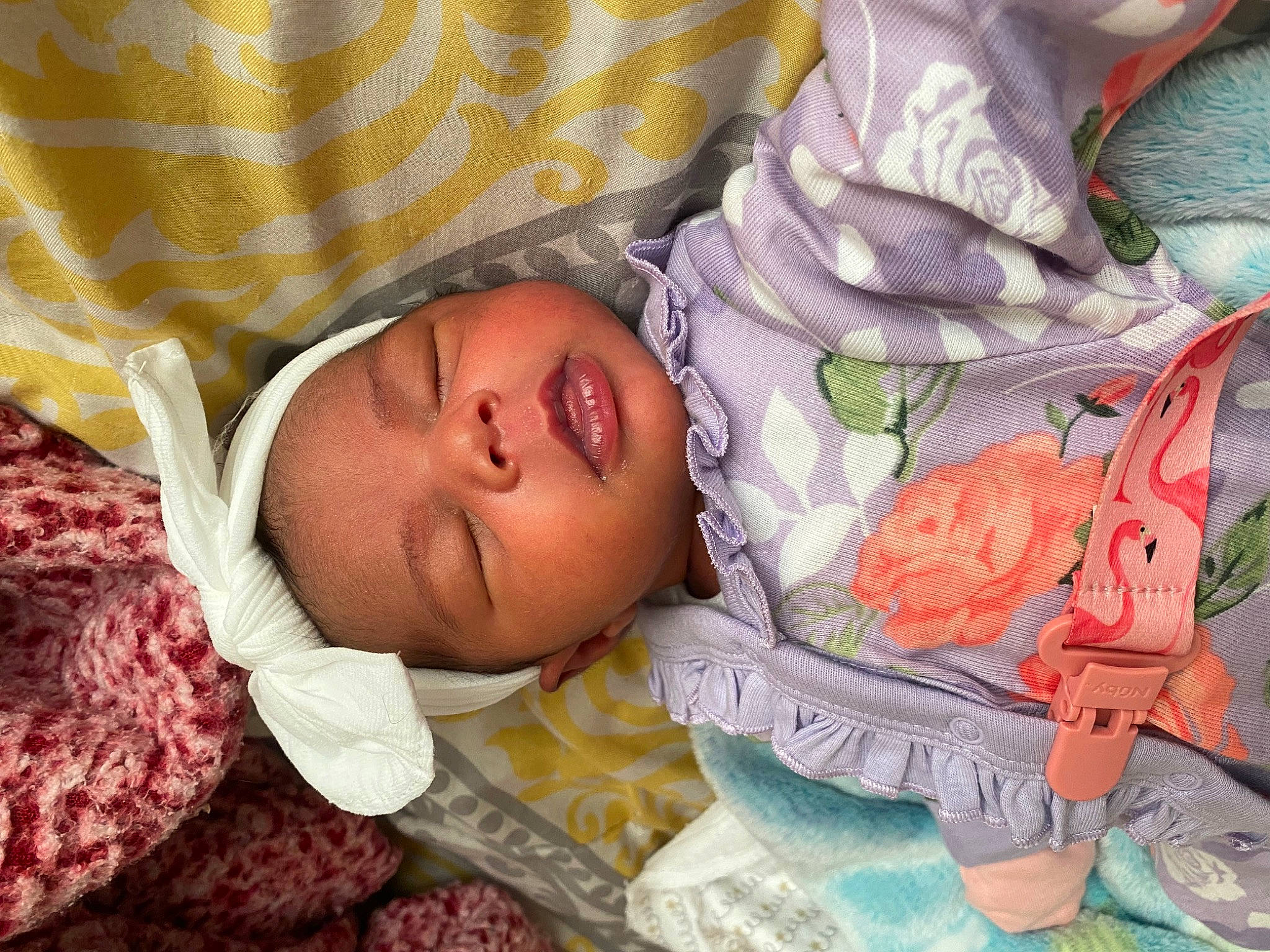 Meilani joined the competition — help win amazing prizes! baby, baby_products, baby_sleeping, baby_toddler_clothing, bedding, bedtime, cheek, child, comfort, face, hand, head, human_body, linens, mouth, people, person, pink, skin, textile