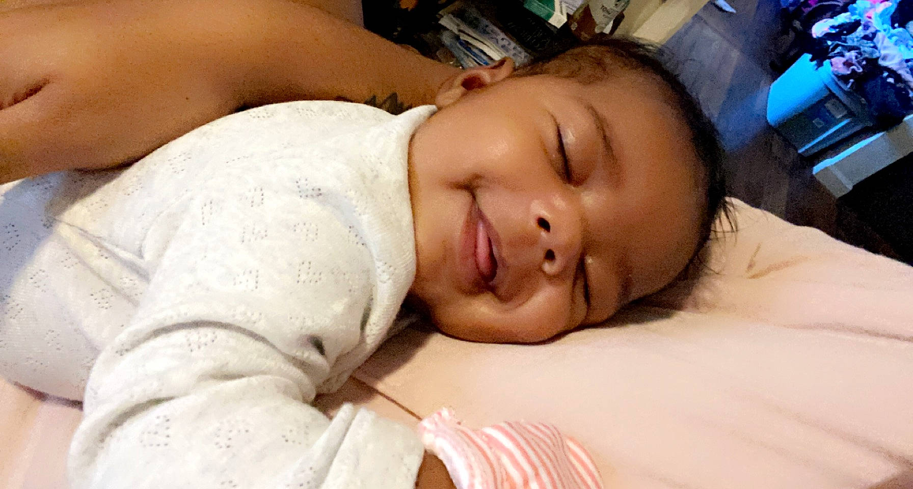 Meilani is registered to the contest to win money with this photo: abdomen, baby, baby_toddler_clothing, cheek, chest, child, chin, comfort, eye, eyelash, happy, head, joy, lip, mouth, neck, nose, person, skin, sleeve