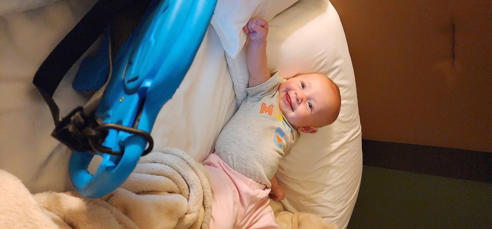 Estella is registered to the contest to win money with this photo: baby, baby_products, baby_safety, baby_sleeping, baby_toddler_clothing, child, comfort, electric_blue, finger, flash_photography, happy, health_care, joy, mouth, nail, person, room, service, sitting, skin