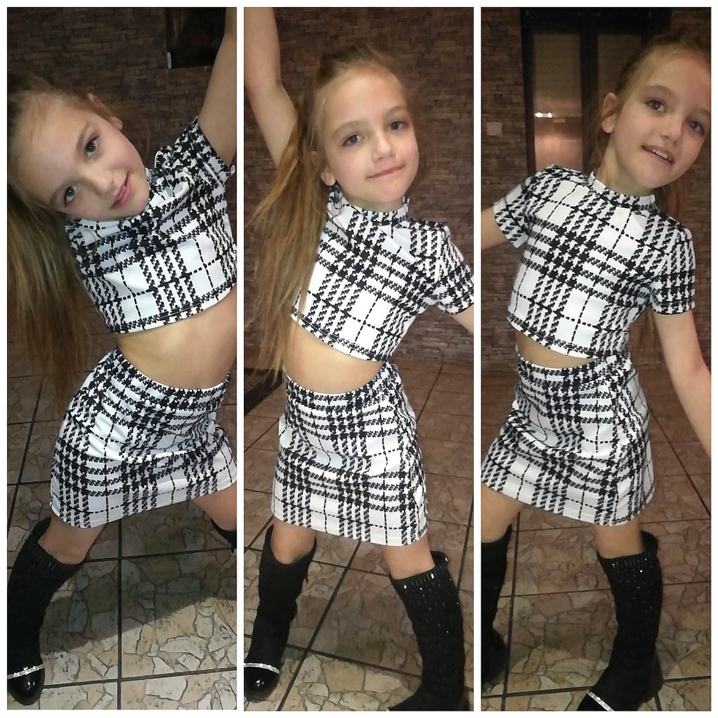 Shaïni a rejoint le concours — aidez-le/la à gagner de superbes lots ! black_and_white, child, child_model, clothing, design, dress, fashion, footwear, joy, kilt, outerwear, pattern, person, plaid, shoe, sleeve, t_shirt, tartan, textile, toddler