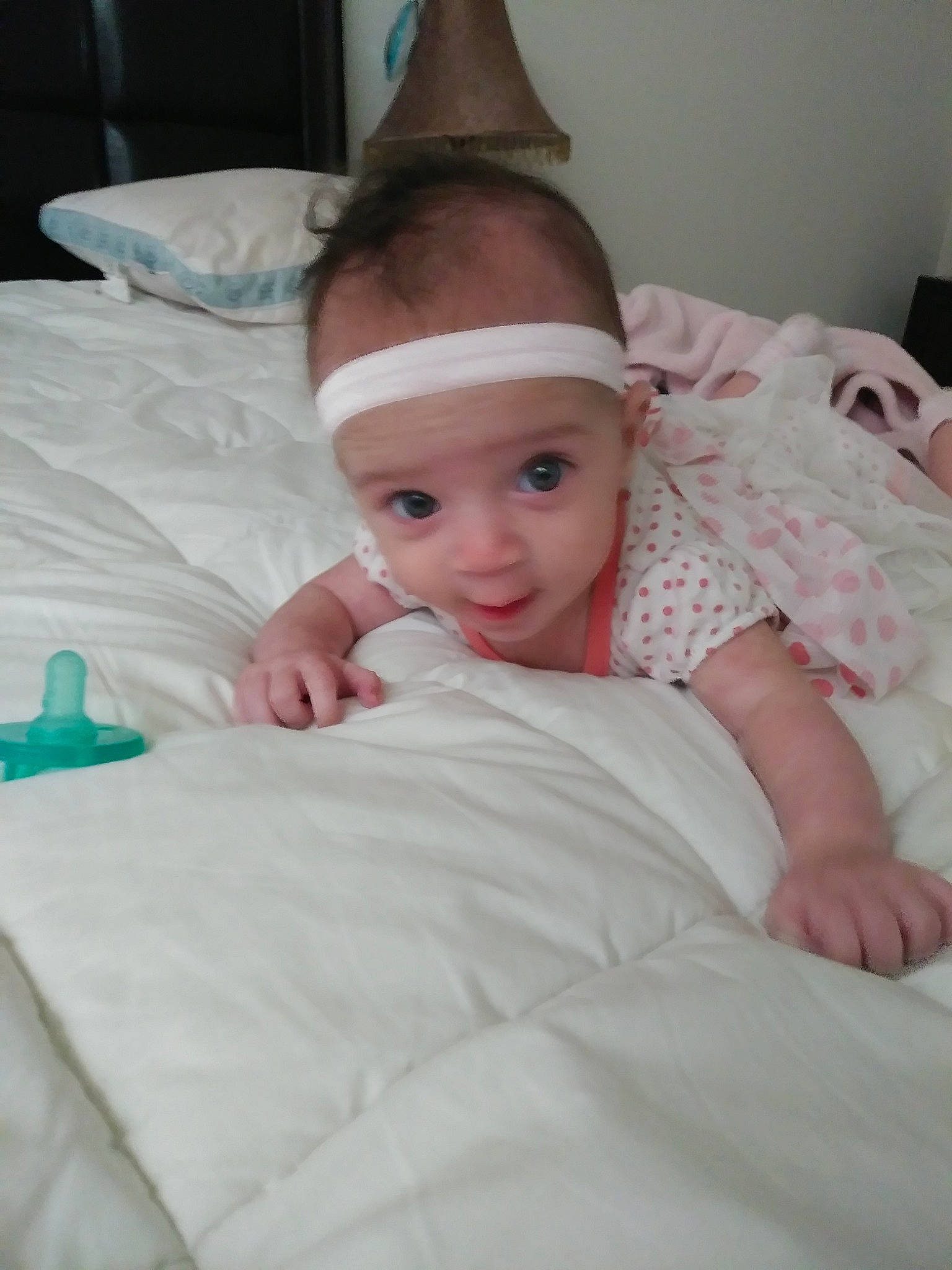 Madyson joined the competition — help win amazing prizes! baby, baby_products, bed, bed_sheet, bedding, child, eye, furniture, head, headwear, linens, person, product, room, skin, smile, textile, toddler