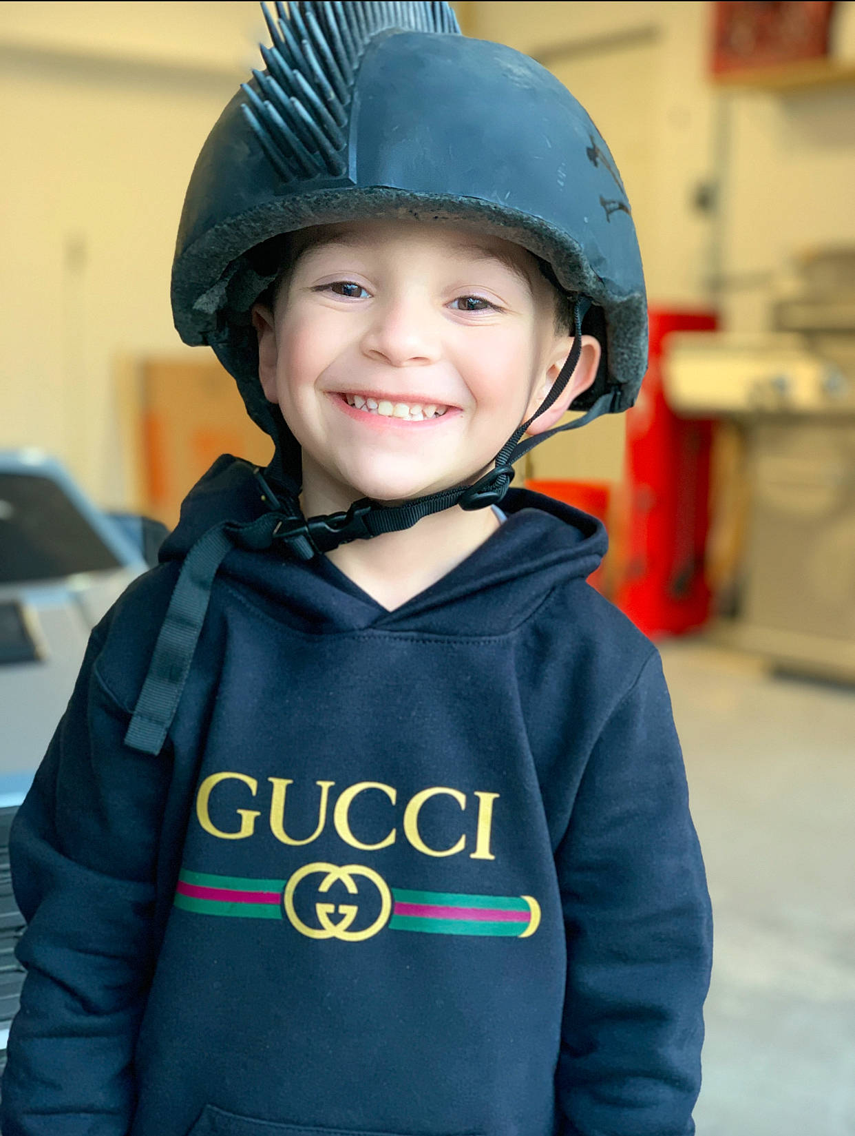 Salvatore joined the competition — help win amazing prizes! child, child_model, clothing, cool, equestrian_helmet, headgear, headwear, helmet, joy, outerwear, person, personal_protective_equipment, sleeve, smile, sports_equipment, toddler