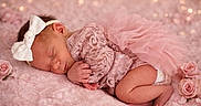 Raelyn is registered to the contest to win money with this photo: newborn, baby, sleeping, pink, lace, headband, bow, flower, rose, blanket, soft, cute, infant, portrait, toddler, peaceful, bokeh, resting, child, delicate