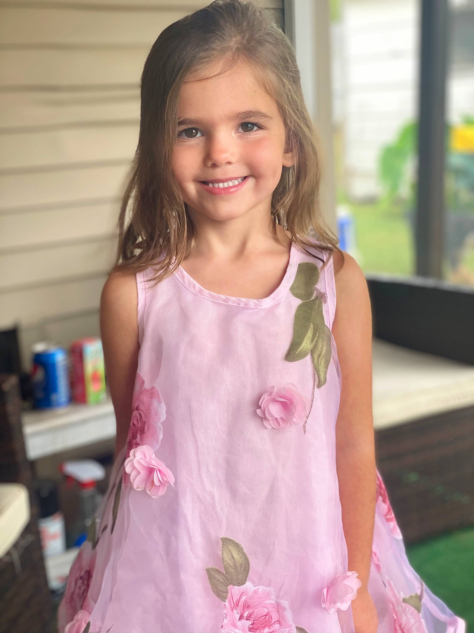 Jaelynn joined the competition — help win amazing prizes! baby_toddler_clothing, child, day_dress, dress, embellishment, event, face, fashion_design, hairstyle, happy, joy, magenta, neck, one_piece_garment, pattern, peach, person, pink, shoulder, sleeve