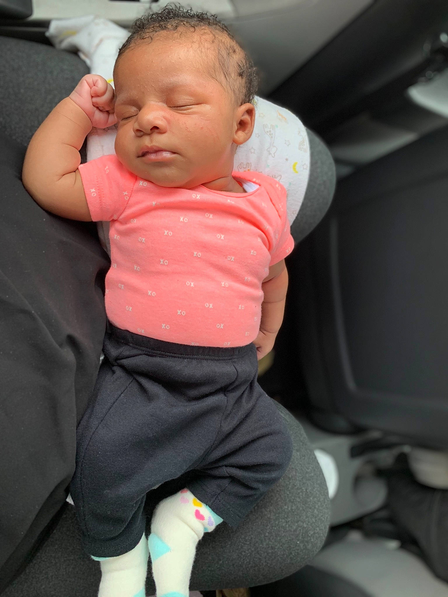 Gianna joined the competition — help win amazing prizes! arm, baby, baby_in_car_seat, car_seat, cheek, child, person, pink, sitting, skin, sportswear, toddler, vacation