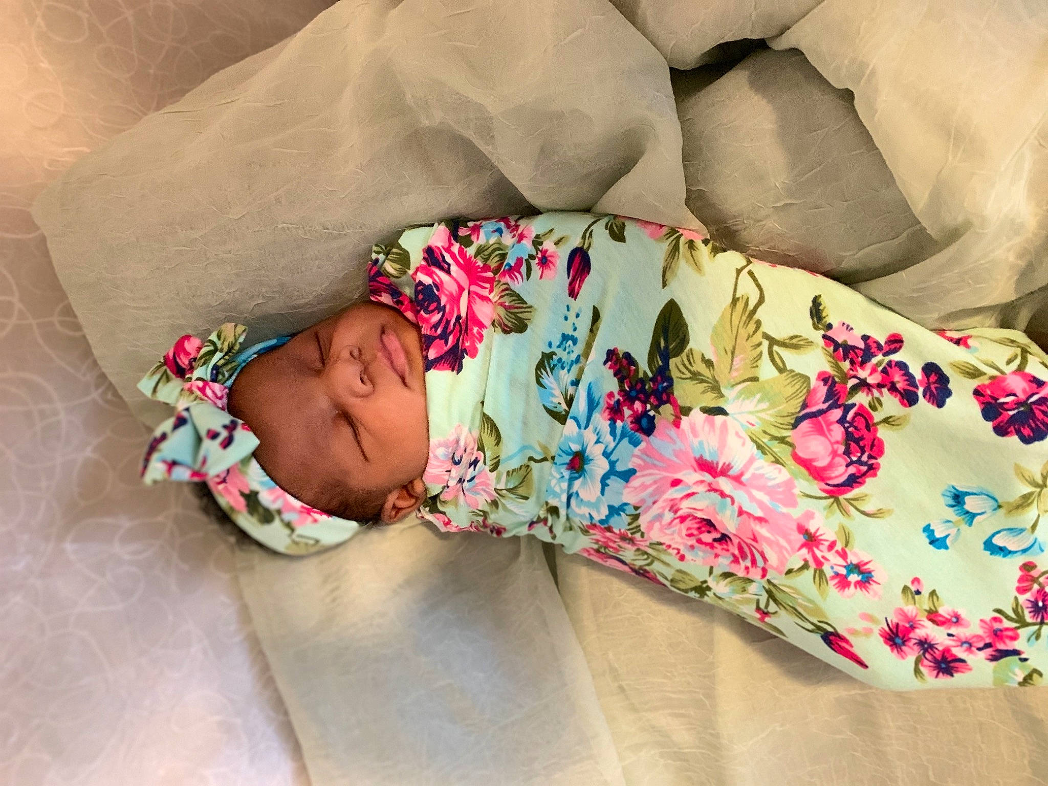 Gianna joined the competition — help win amazing prizes! baby, baby_sleeping, bedtime, birth, cheek, child, comfort, hair_accessory, headgear, linens, nap, person, pink, product, skin, sleep, textile, toddler