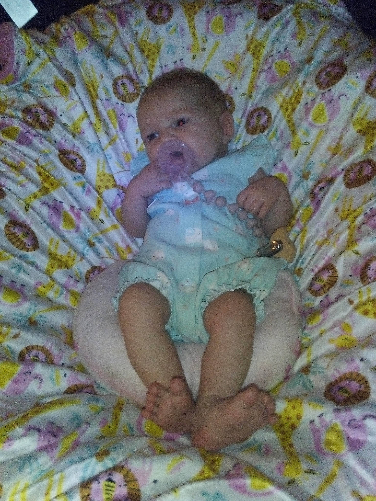 Luna Mae is registered to the contest to win money with this photo: arm, baby, baby_products, baby_toddler_clothing, cheek, child, comfort, eye, face, facial_expression, finger, hand, head, human_body, linens, person, pink, skin, textile, thigh