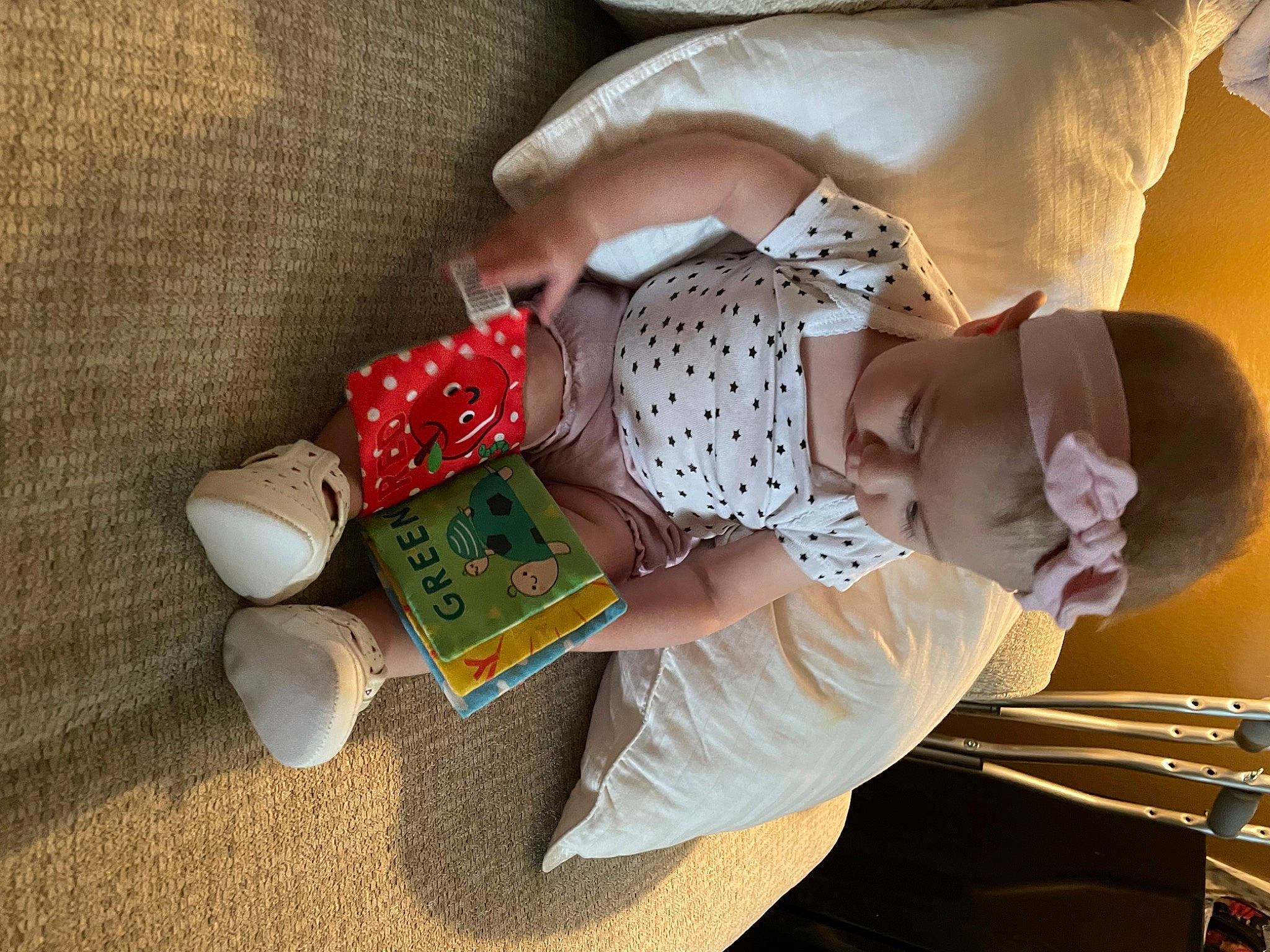 Anika joined the competition — help win amazing prizes! baby, baby_sleeping, baby_toddler_clothing, child, comfort, foot, happy, human_leg, lap, linens, pattern, person, room, sitting, sock, toddler, wood