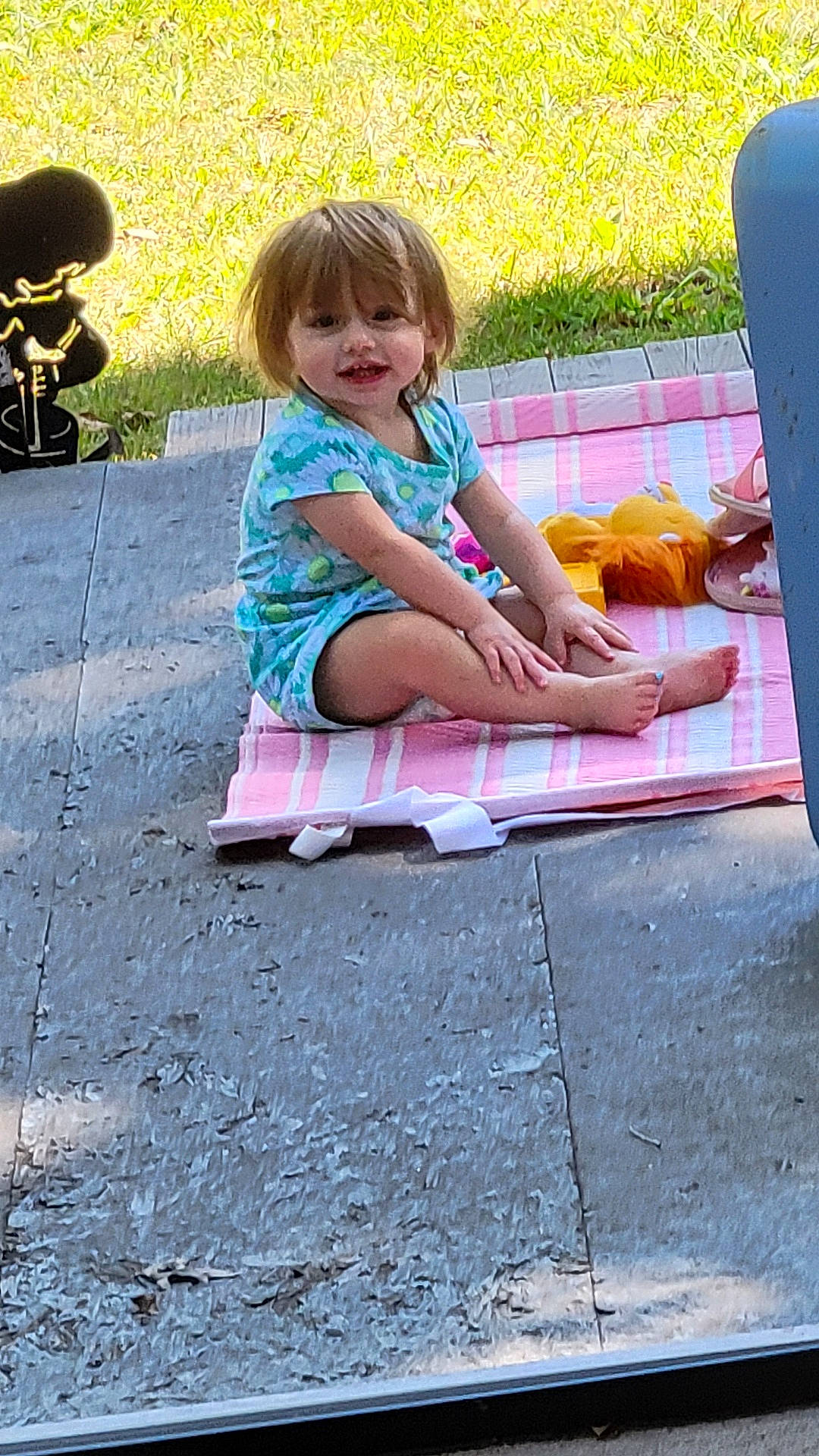 Lilianna Rayven-sky joined the competition — help win amazing prizes! baby, backyard, child, clothing, face, female, girl, grass, head, nature, outdoors, person, photography, plant, portrait, shorts, sitting, summer, t_shirt, yard