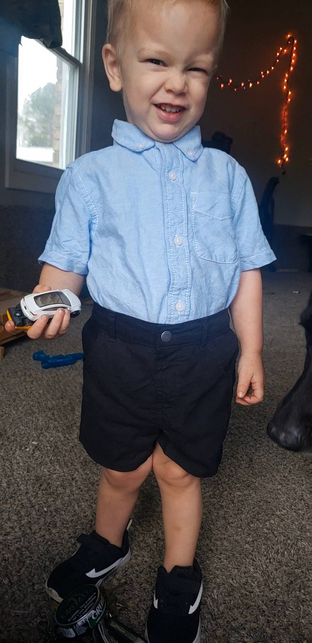 Dean is registered to the contest to win money with this photo: clothing, costume, denim, dress_shirt, fashion_accessory, footwear, glasses, human_leg, joy, person, shirt, shoe, shorts, suspenders, t_shirt