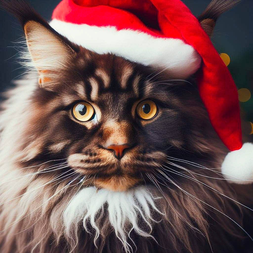Tristan a rejoint le concours — aidez-le/la à gagner de superbes lots ! art, carnivore, cat, costume_hat, domestic_short_haired_cat, event, felidae, fictional_character, fur, graphics, hat, holiday, illustration, mammal, photo_caption, santa_claus, small_to_medium_sized_cats, snout, tail, whiskers