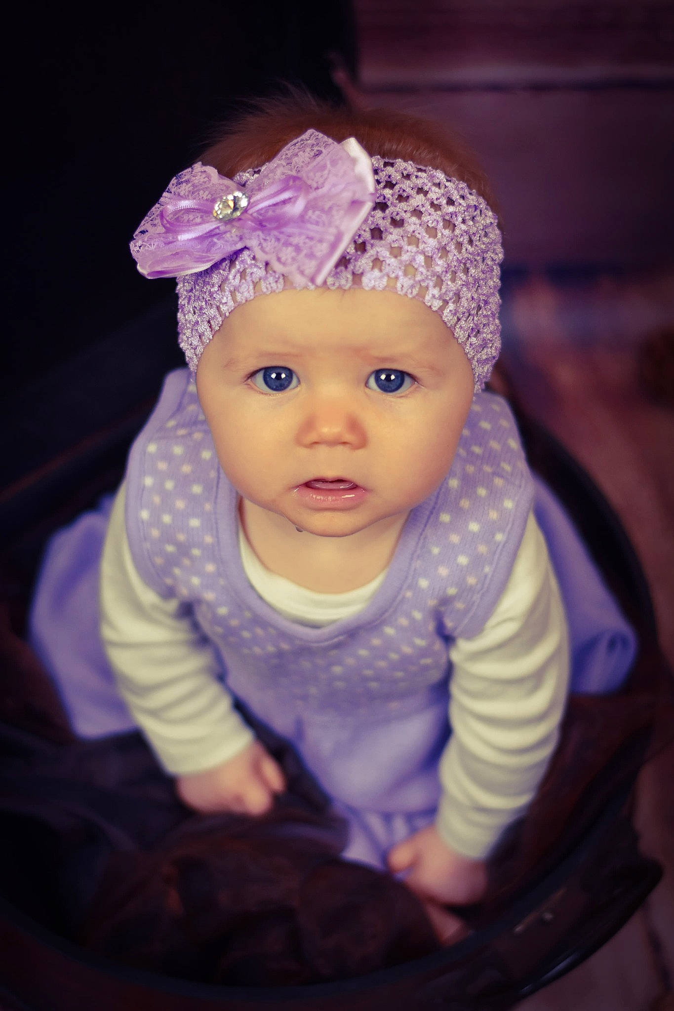 Jeynah a rejoint le concours — aidez-le/la à gagner de superbes lots ! baby, beanie, bonnet, cheek, child, eye, face, fashion_accessory, hair_accessory, head, headband, headgear, headpiece, lip, person, photography, pink, product, purple, skin