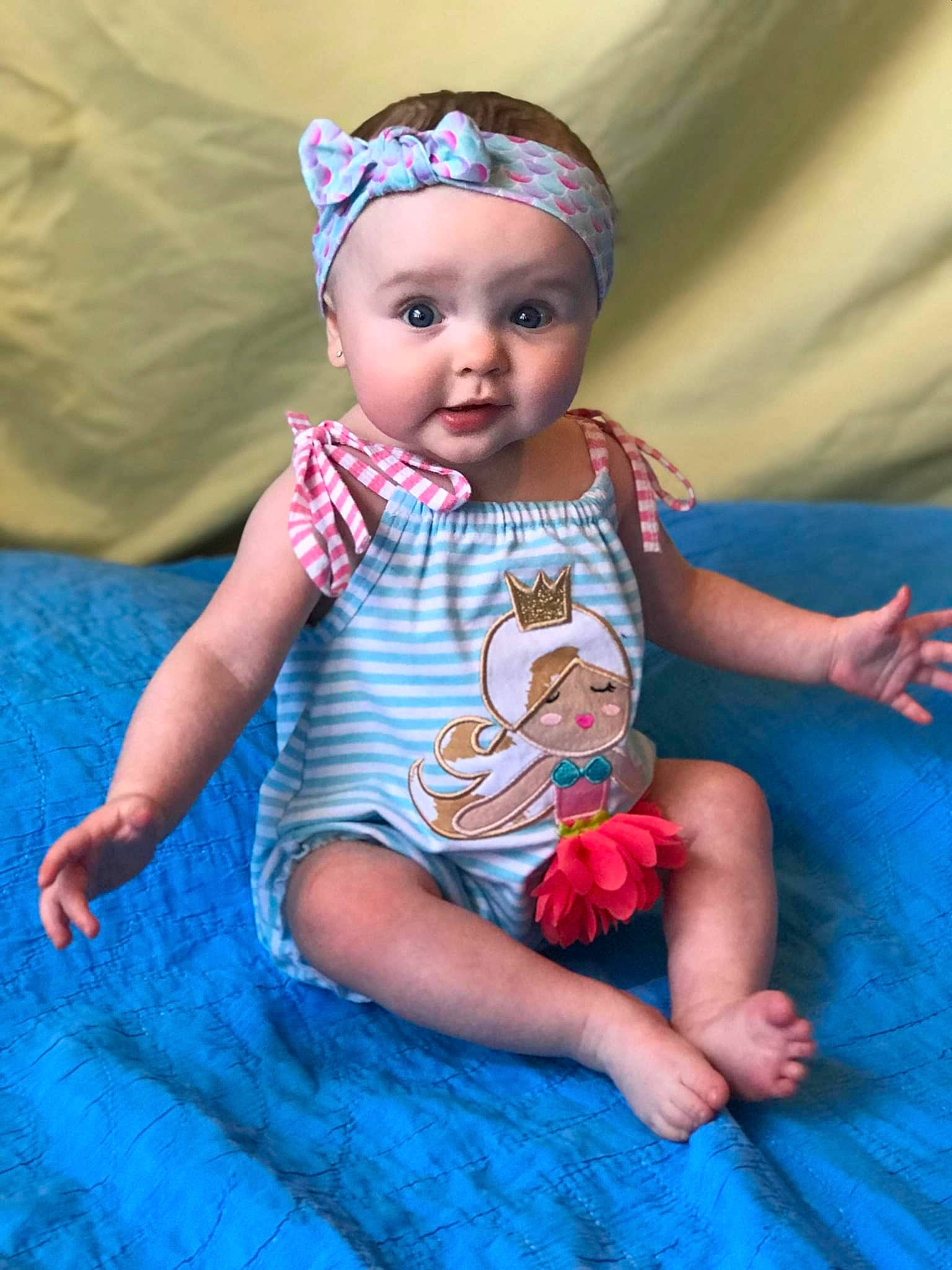 Avery joined the competition — help win amazing prizes! aqua, azure, baby_toddler_clothing, blue, cheek, eye, face, fun, grass, headwear, iris, leaf, lip, organ, person, pink, product, purple, skin, sleeve
