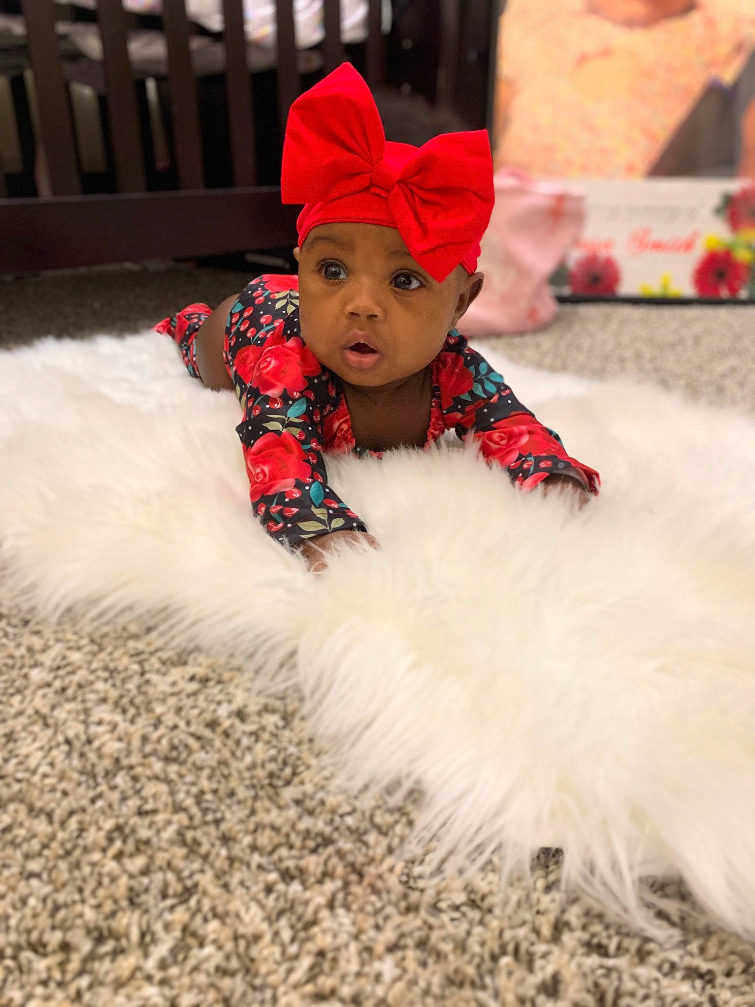 Jadé joined the competition — help win amazing prizes! baby, baby_toddler_clothing, cap, child, costume, costume_hat, event, face, fashion_accessory, festival, fictional_character, flooring, fun, fur, happy, headgear, headwear, magenta, person, room