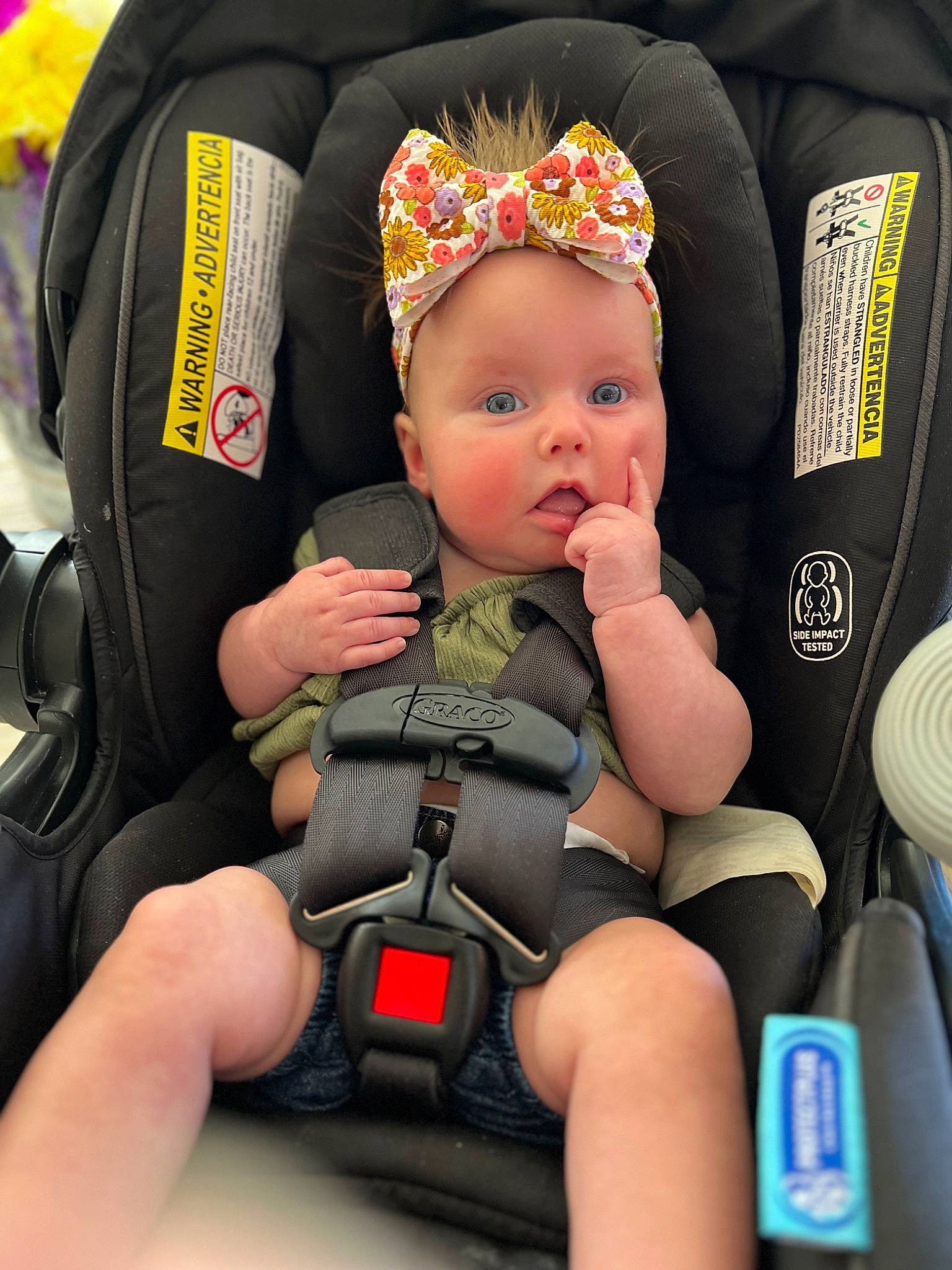 Brooklynn joined the competition — help win amazing prizes! auto_part, baby, baby_carriage, baby_in_car_seat, baby_products, baby_toddler_clothing, car_seat, car_seat_cover, child, comfort, fashion_accessory, fun, head_restraint, lap, person, product, seat_belt, sitting, surprise, thigh