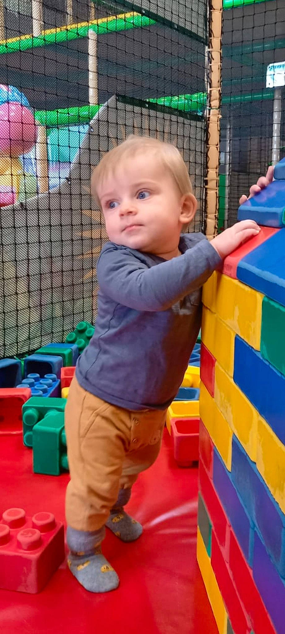 Lucas a rejoint le concours — aidez-le/la à gagner de superbes lots ! baby, baby_toddler_clothing, blue, child, city, fence, fun, grass, green, leisure, person, photograph, play, playground, product, recreation, smile, snapshot, standing, toddler