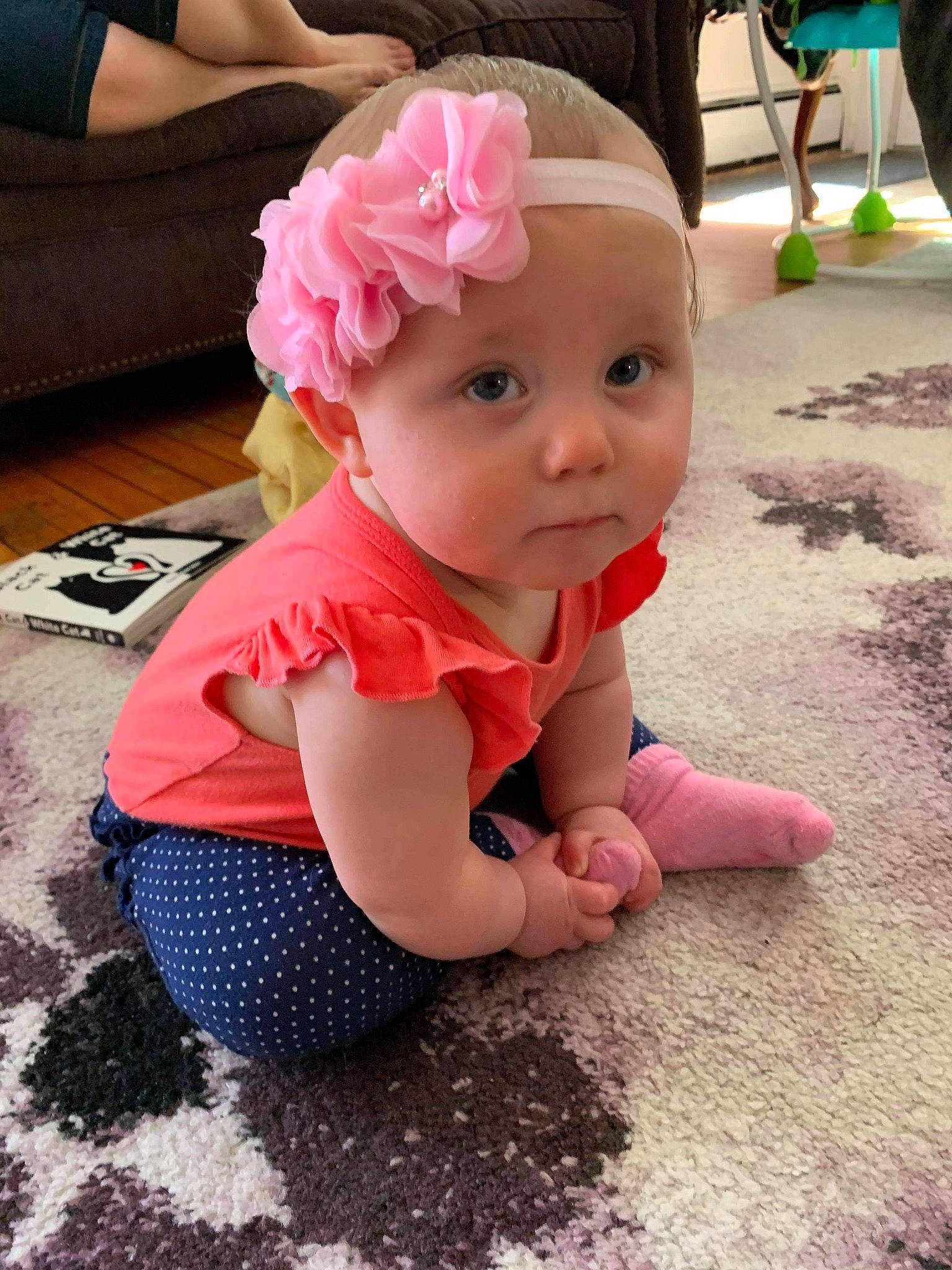 Amariana joined the competition — help win amazing prizes! baby, baby_toddler_clothing, cap, child, fashion_accessory, flooring, flower, fun, hat, headband, headgear, headwear, human_leg, magenta, nail, person, petal, pink, play, sun_hat